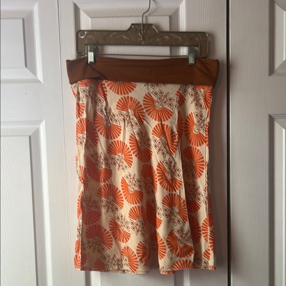 Santorini Skirt - Orange and Cream Patterned Women's Skirt